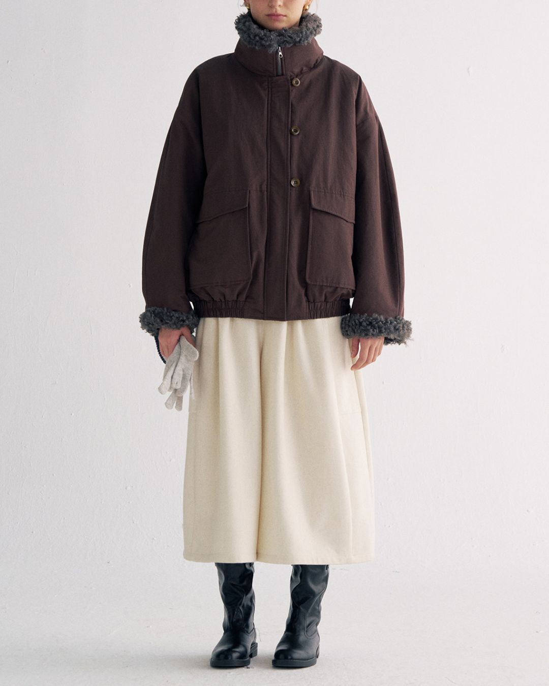 Stand-up Boa Collar Padded Jacket　JK077