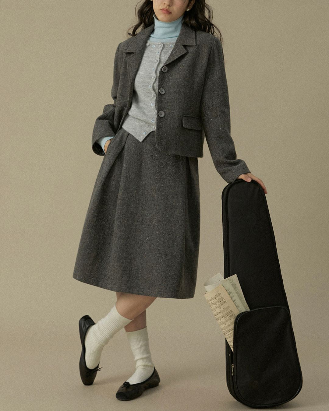 Nep Knee-length Cocoon Skirt　SK015