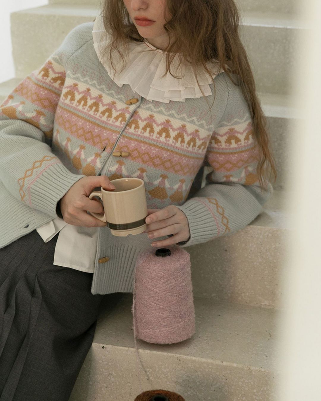 Fair Isle Retro Knit Cardigan　KN039