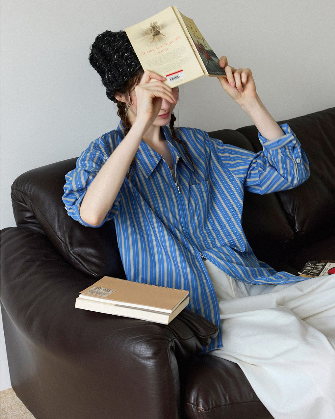 Double Zipper Striped Shirt　LS014