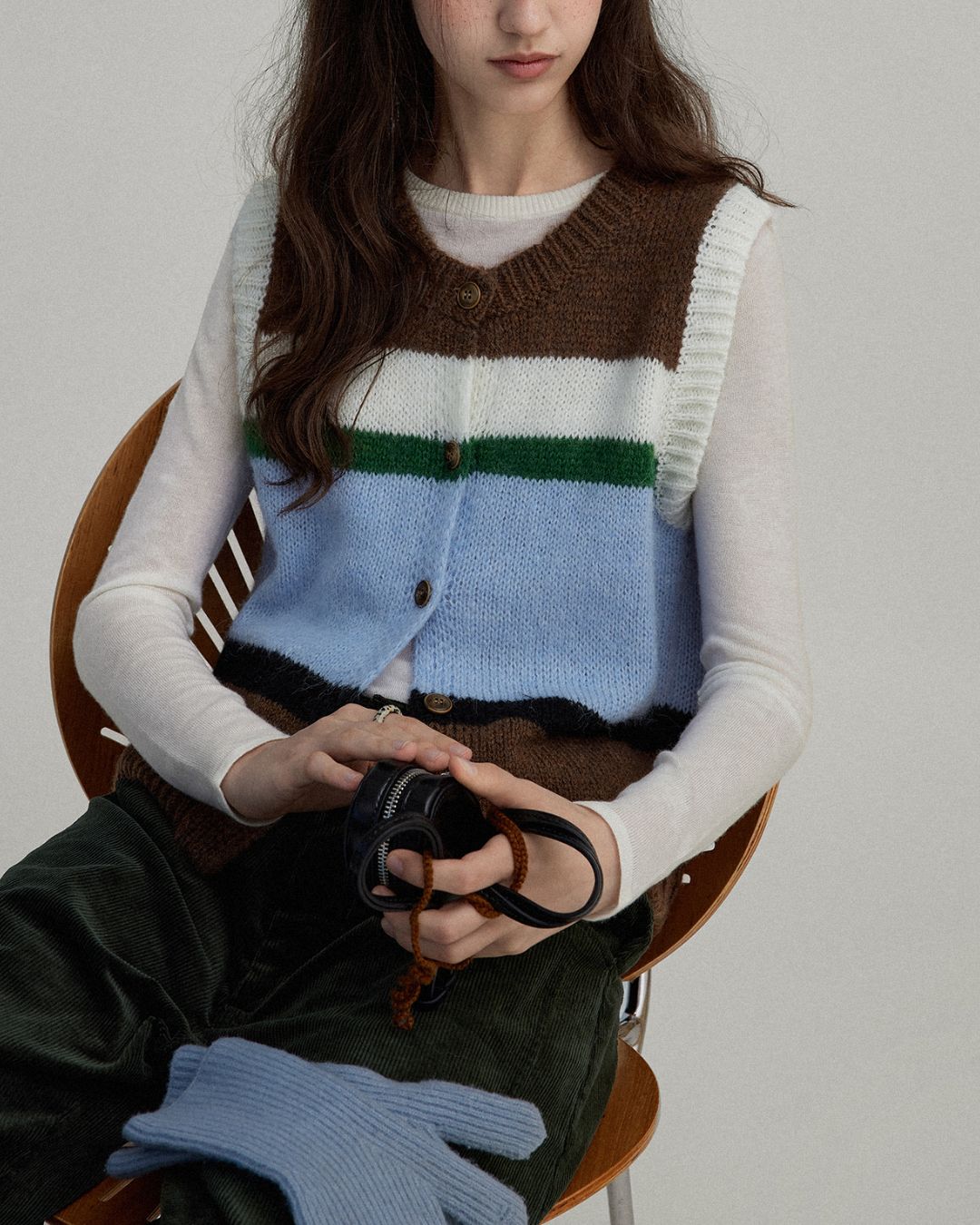 Contrast Color Knit Vest　KN019