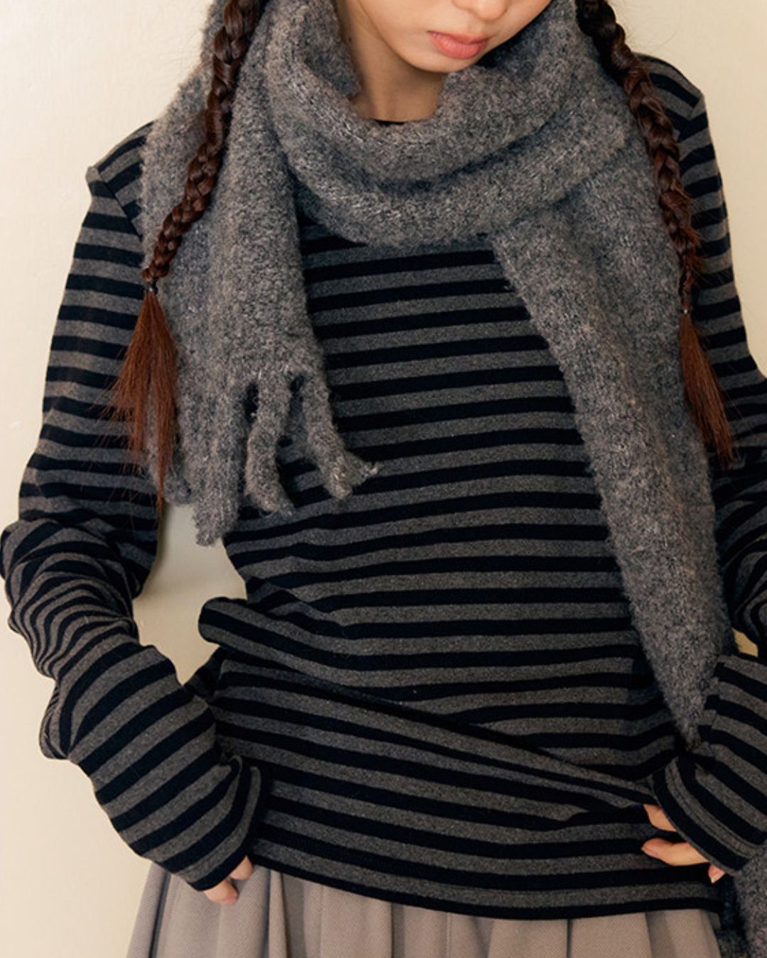 Border Thick Long Sleeve T-Shirt　LT020