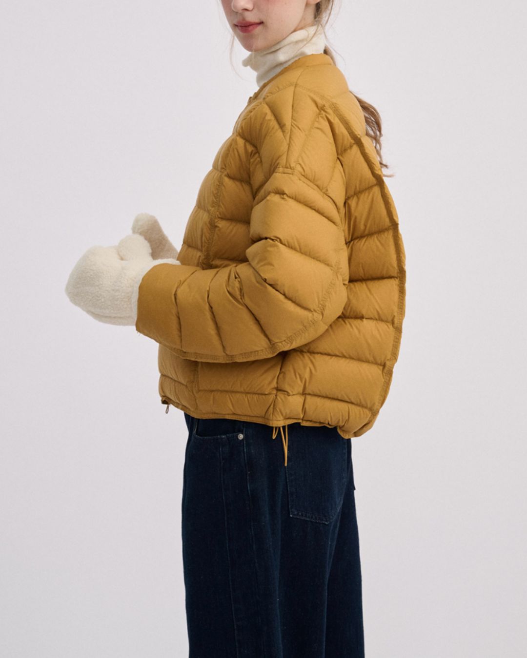 No-collar Drop Shoulder Down Jacket　JK068