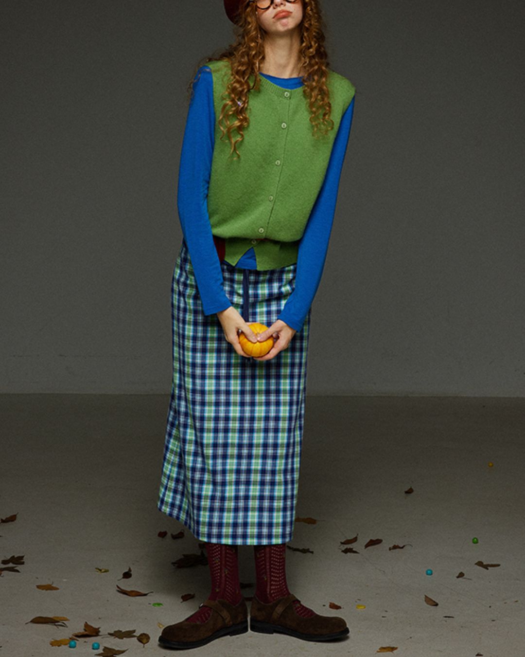 Retro Knit Front Button Vest　KN034