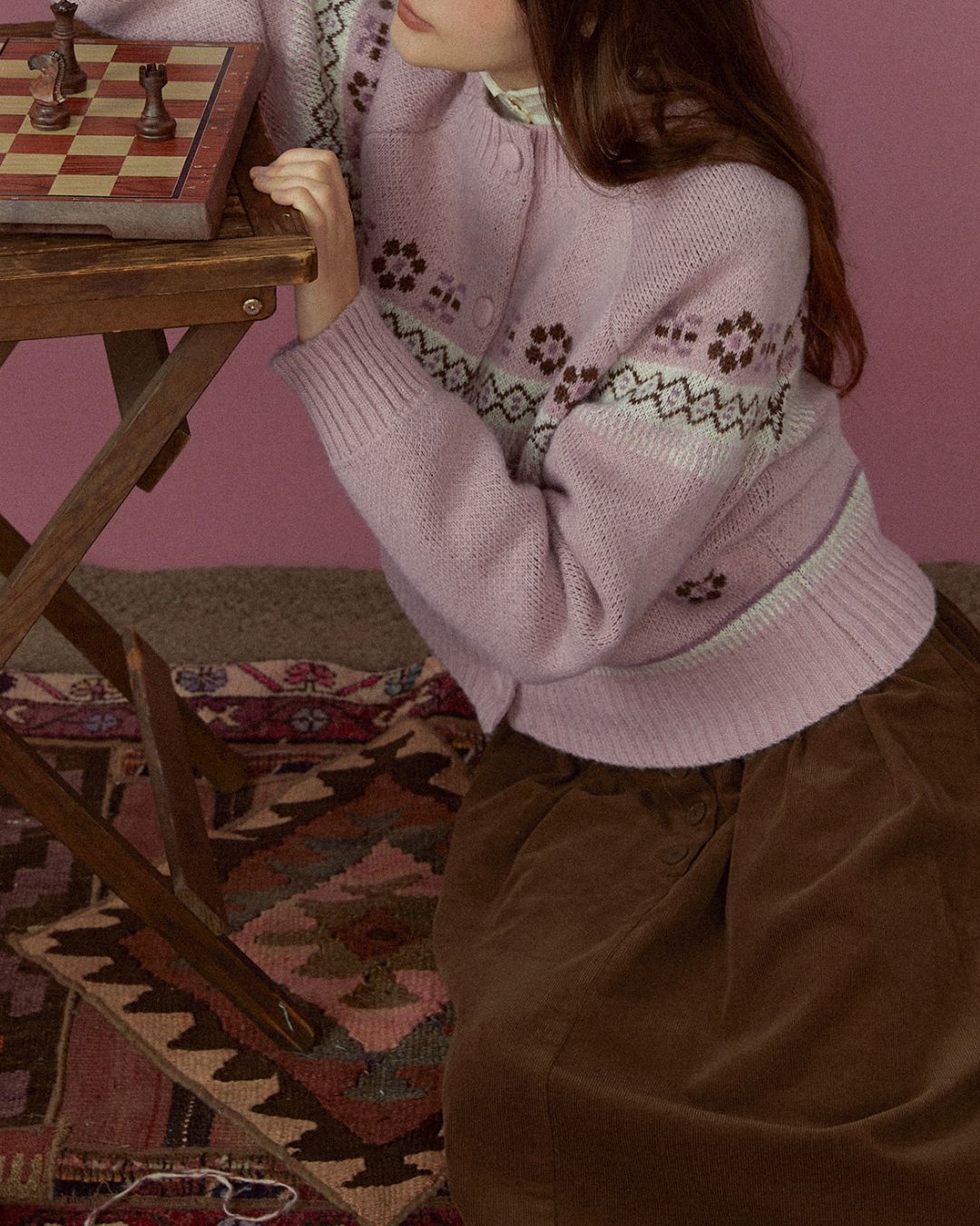 Dancing Pony Fair Isle Knit Cardigan　KN092