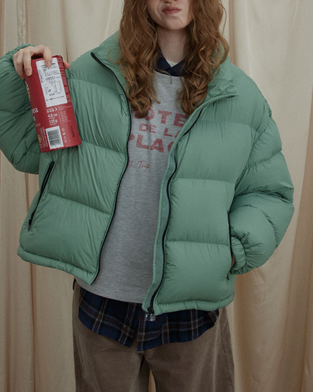 Navy Check Oversized Shirt　LS037