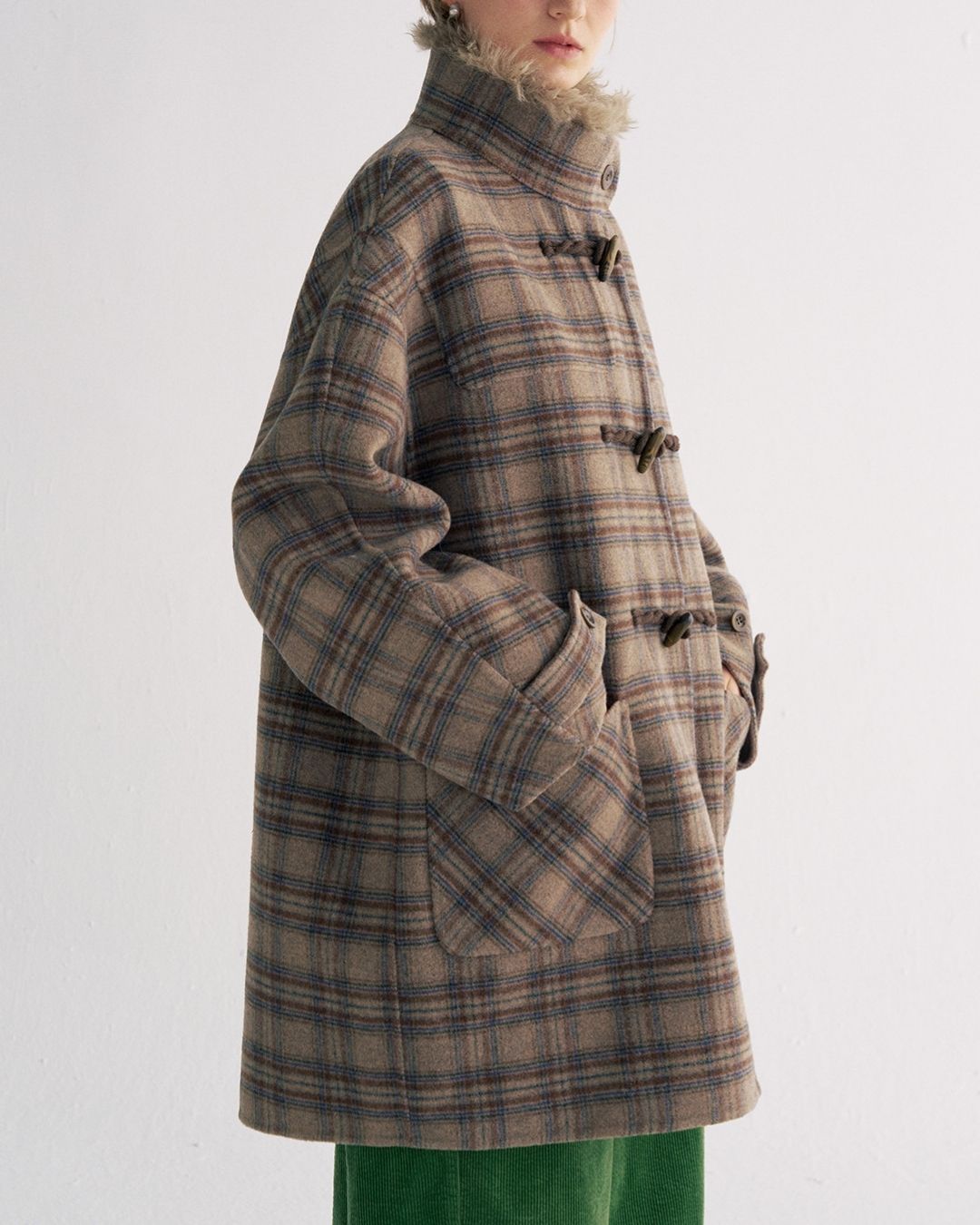 Stand Collar Duffle Check Coat　CT031