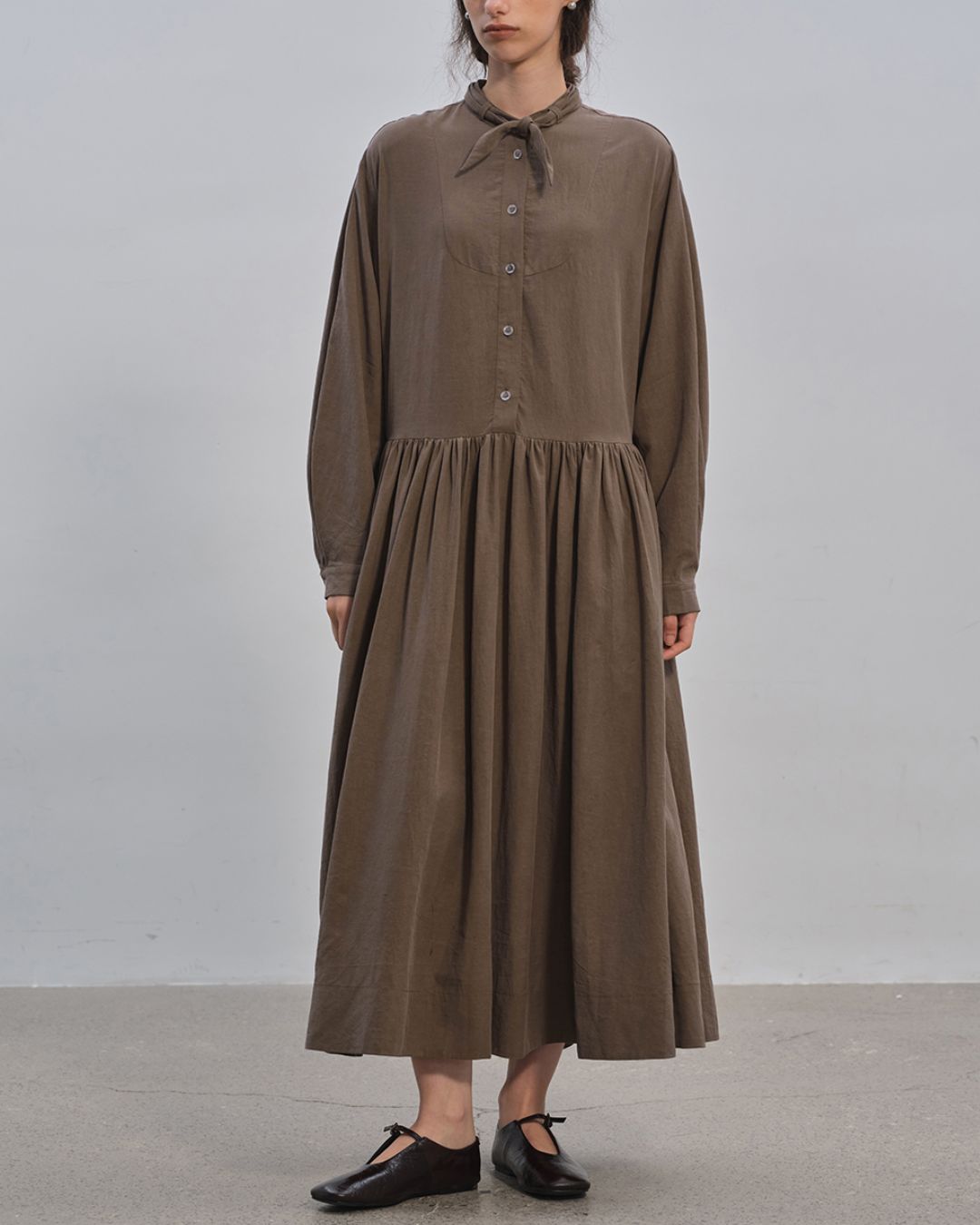 Gathered Long Shirt Dress　OP003