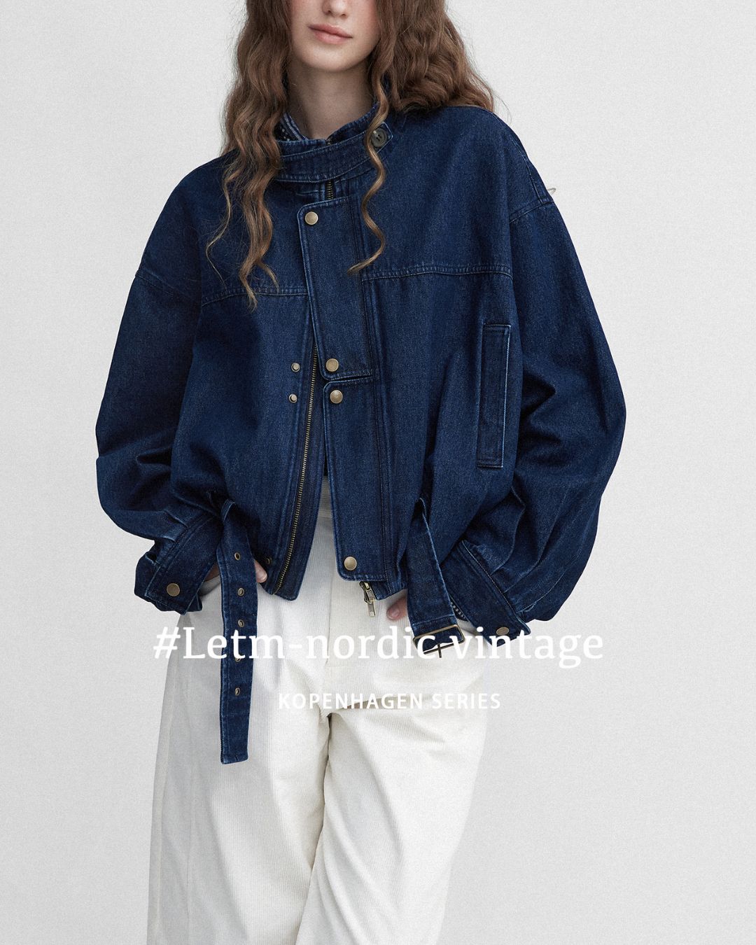 Belted Denim Cropped Jacket　JK026