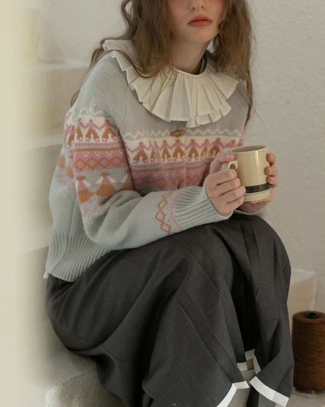 Fair Isle Retro Knit Cardigan　KN039