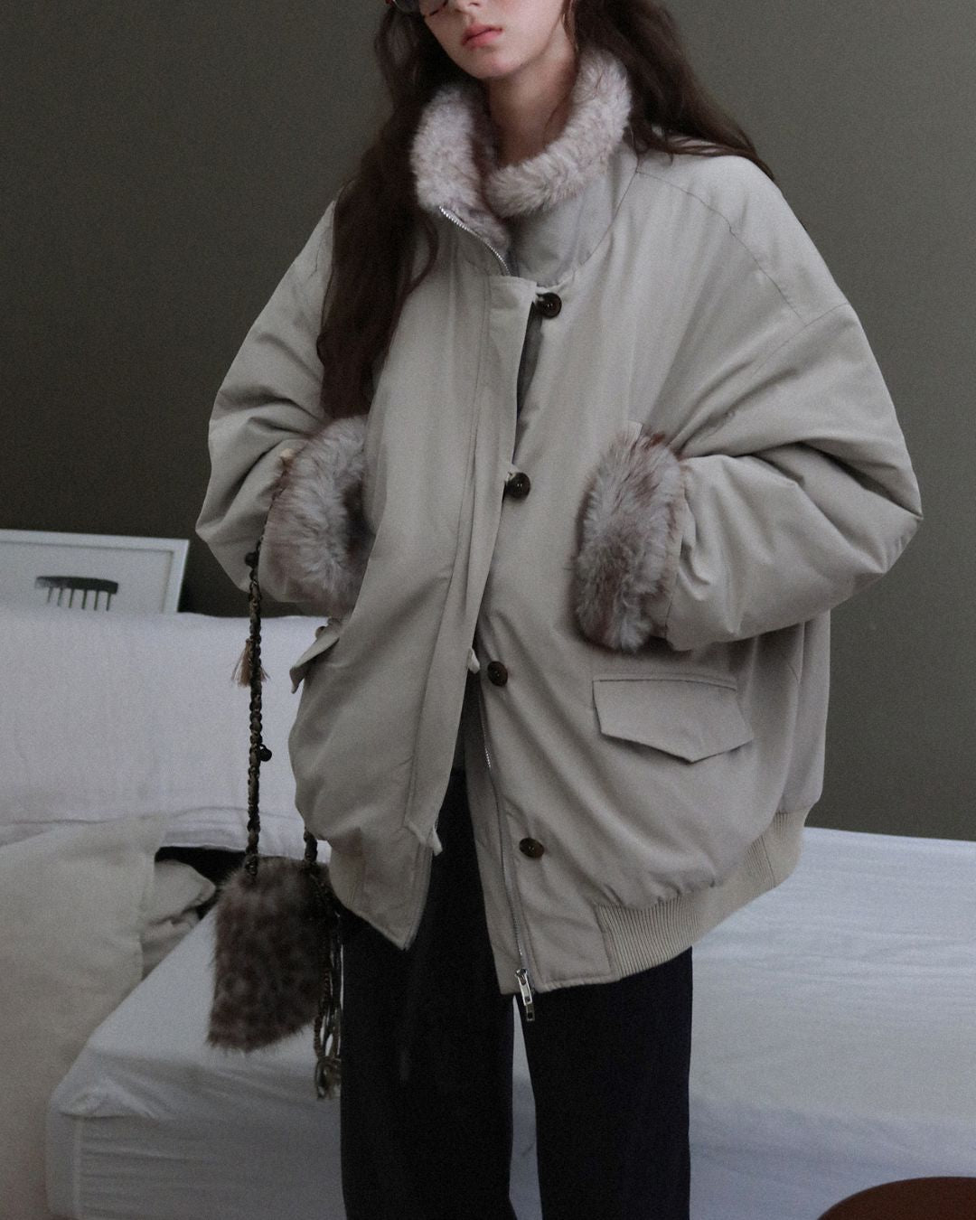 Oversized Fur Work Jacket　JK059