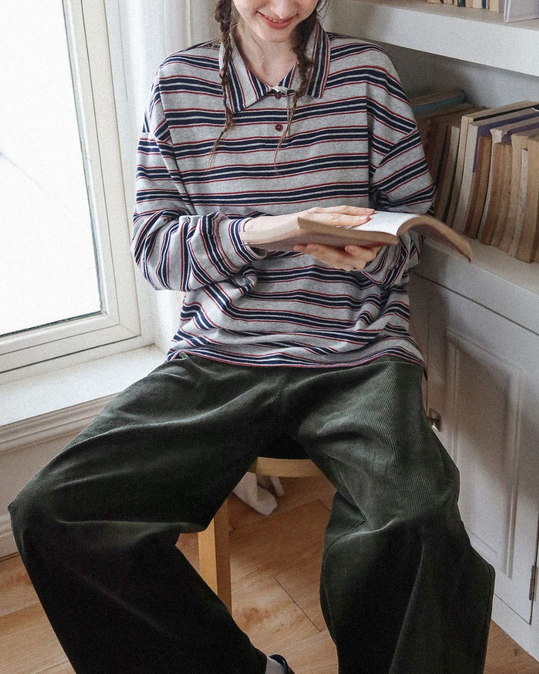 Border L/S Polo Shirt　PS001