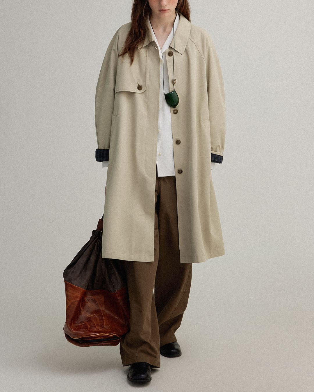 Back Pleated Trench Coat　CT001