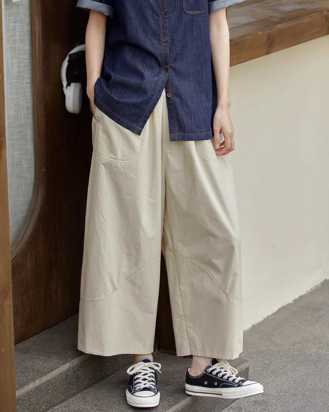 Breathable Cropped Wide Pants　PT048