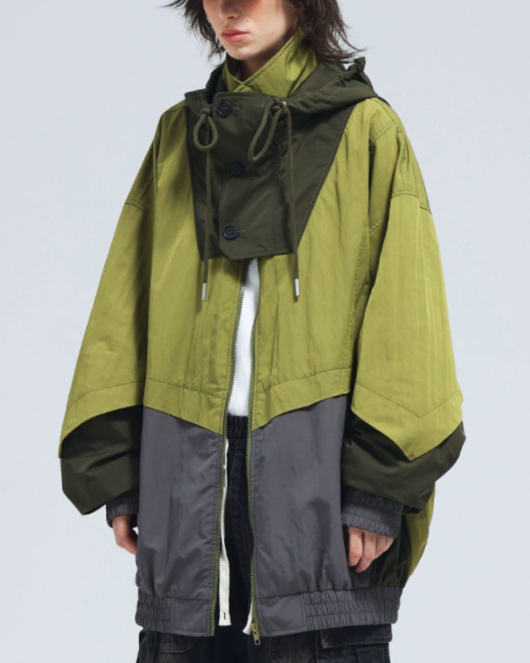 Oversized Colorblock Nylon Jacket　JK072