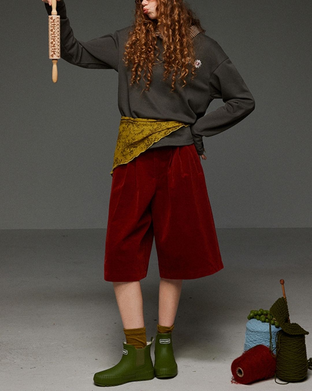 Corduroy Wide Half Pants　PT015