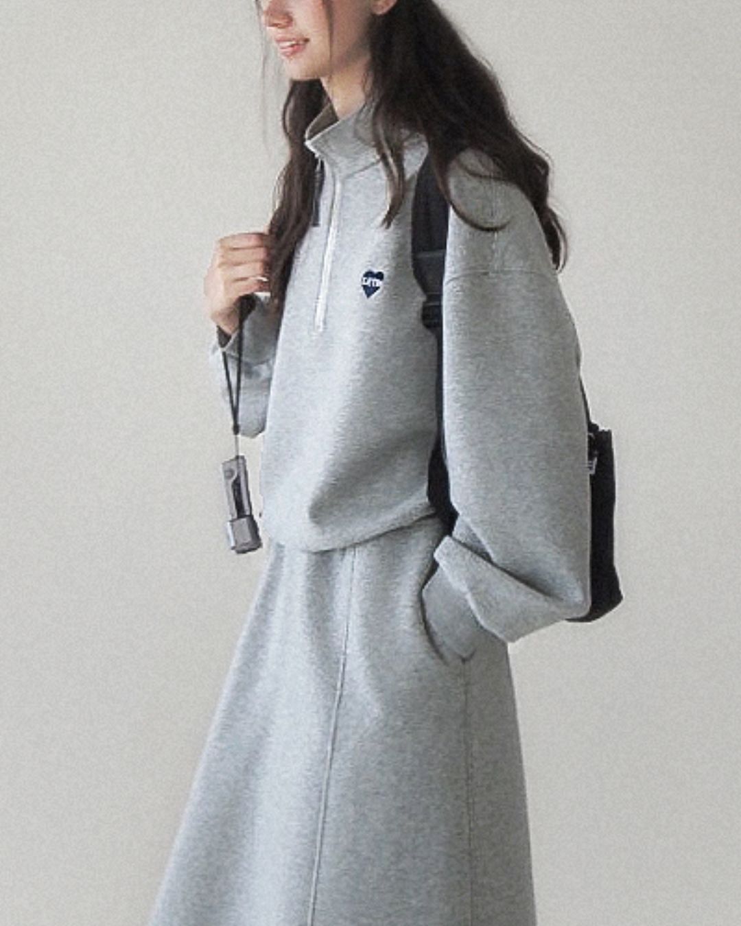 Heart Half-zip Sweat & Skirt　SW004