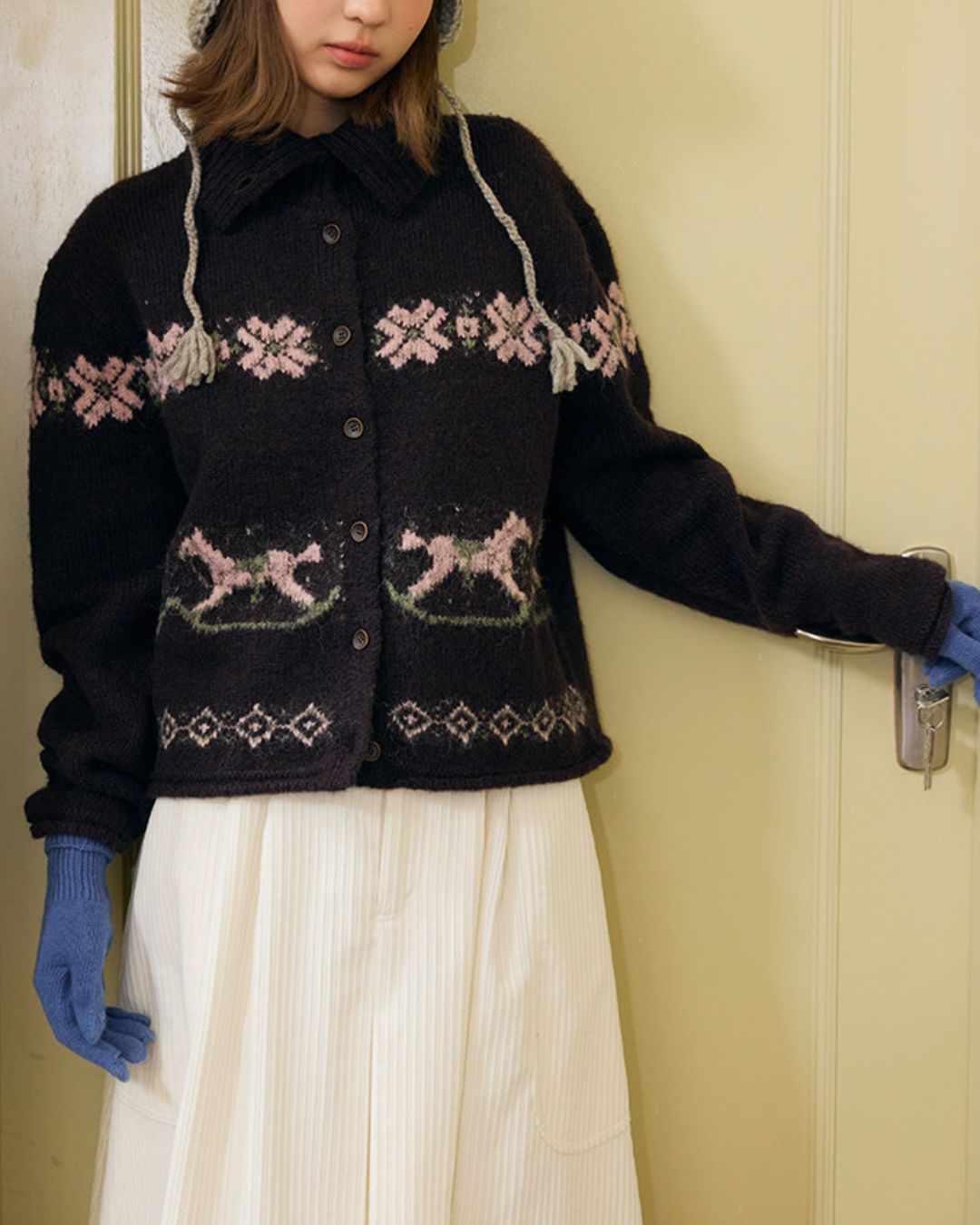 Horse Jacquard Collared Knit　KN087