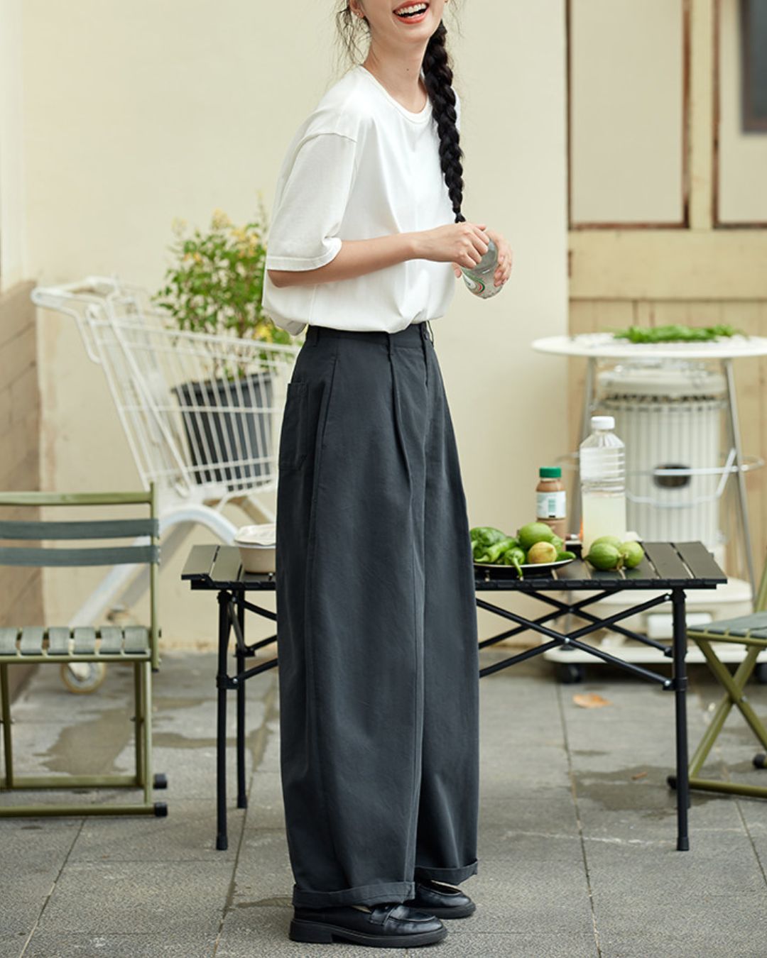 Tucked Wide Curve Pants　PT032