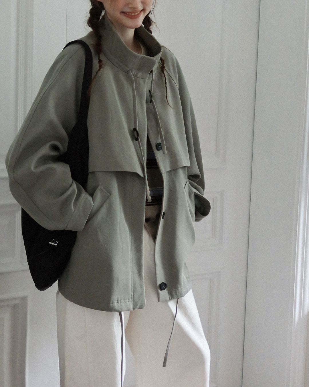 Stand Collar Drawstring Jacket　JK018