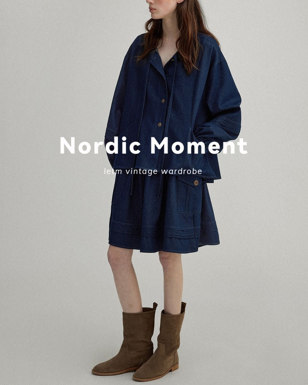 A-line Pleated Shirt ＆ Knee-length Skirt　LS011