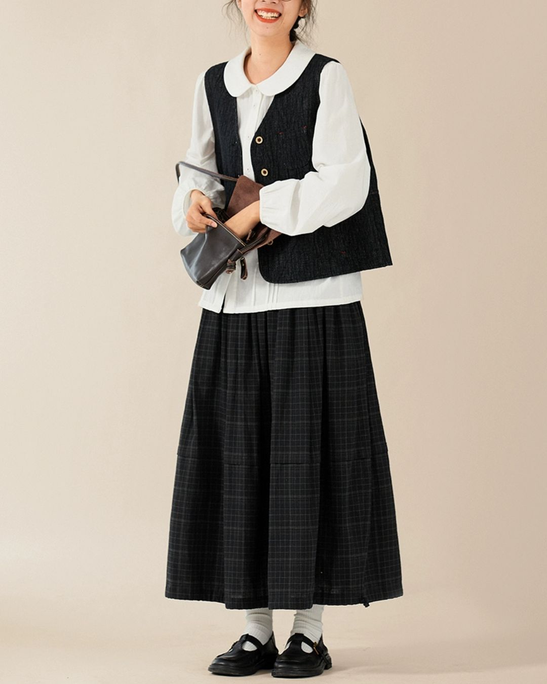 Round-collar Cotton Shirt　LS026