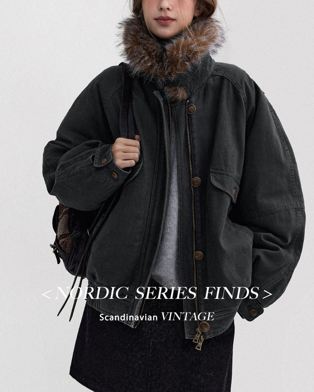 Fur Collar Padded Denim Jacket　JK058