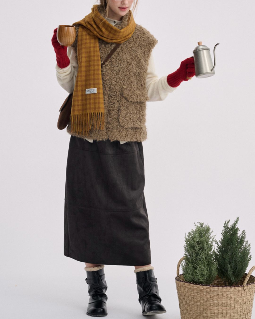 Stand Collar Boa Flap Pocket Vest　VT015