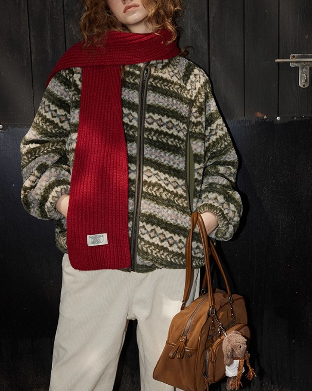 Fleece All-over Border Jacket　JK042