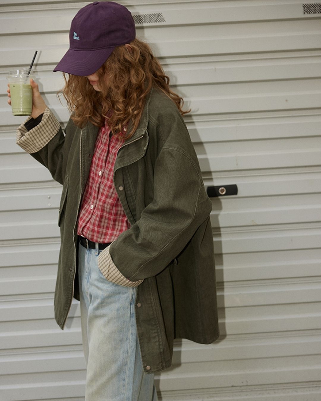 Oversized Checked Cotton Shirt　LS034