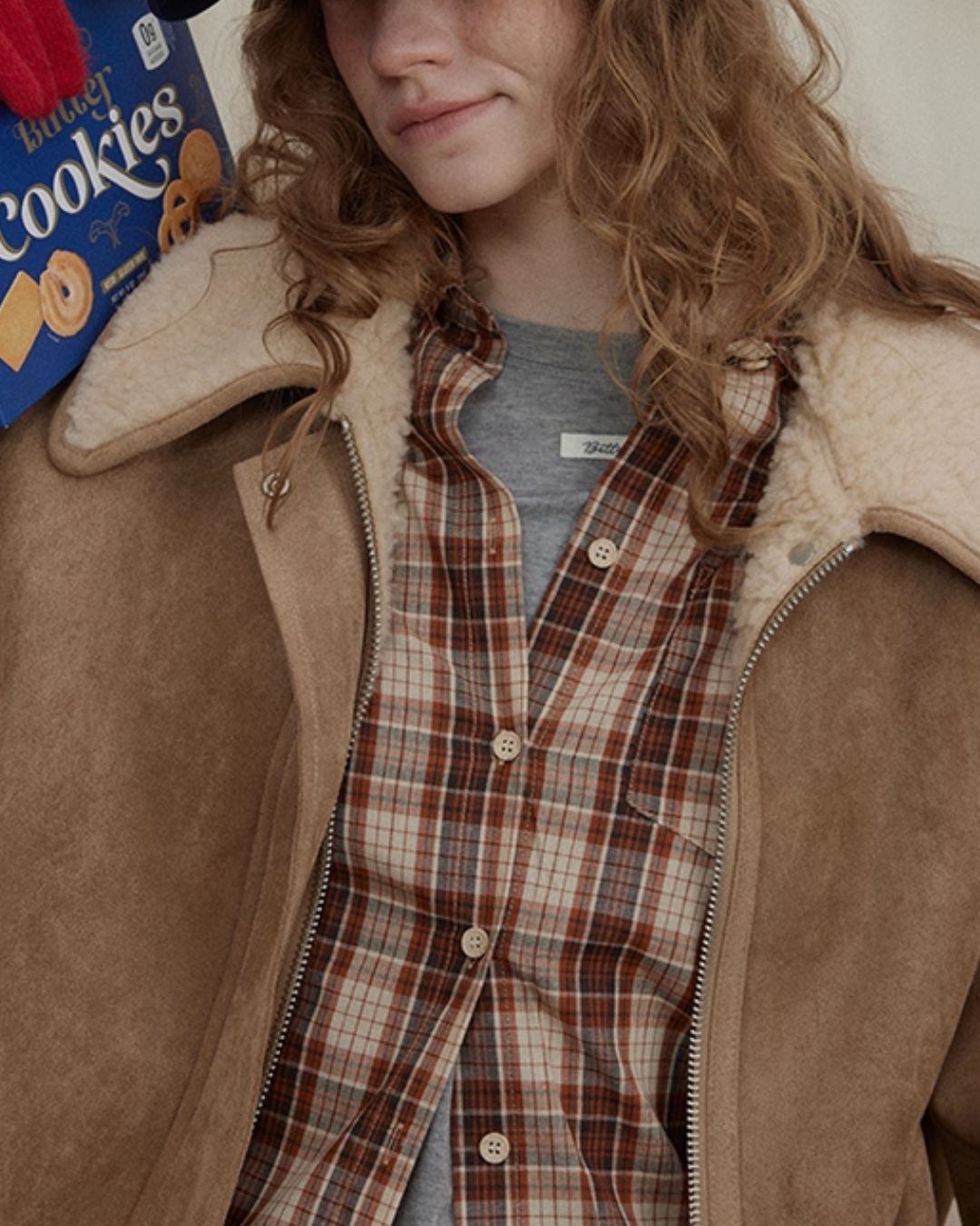 Reversible Boa Big Collar Jacket　JK055