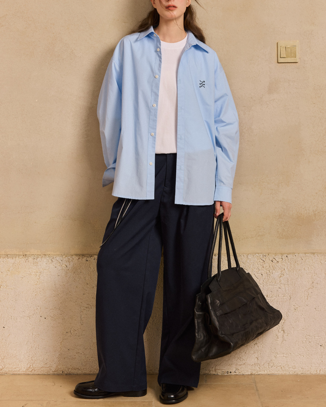 Chest Embroidered Casual Collar Shirt　LS047