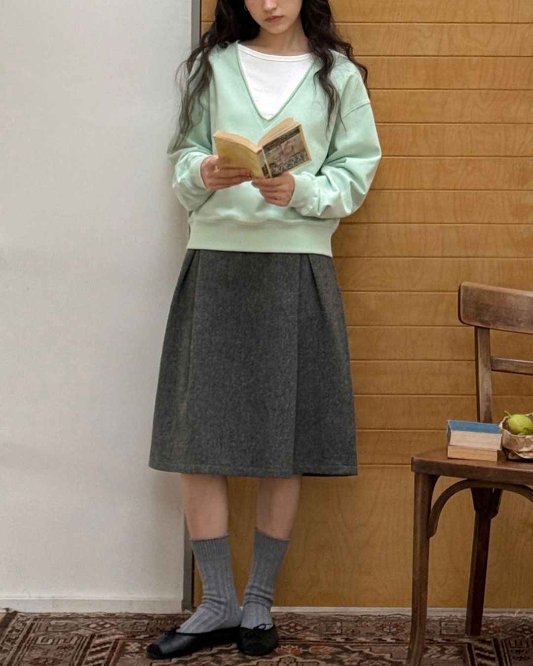 Nep Knee-length Cocoon Skirt　SK015