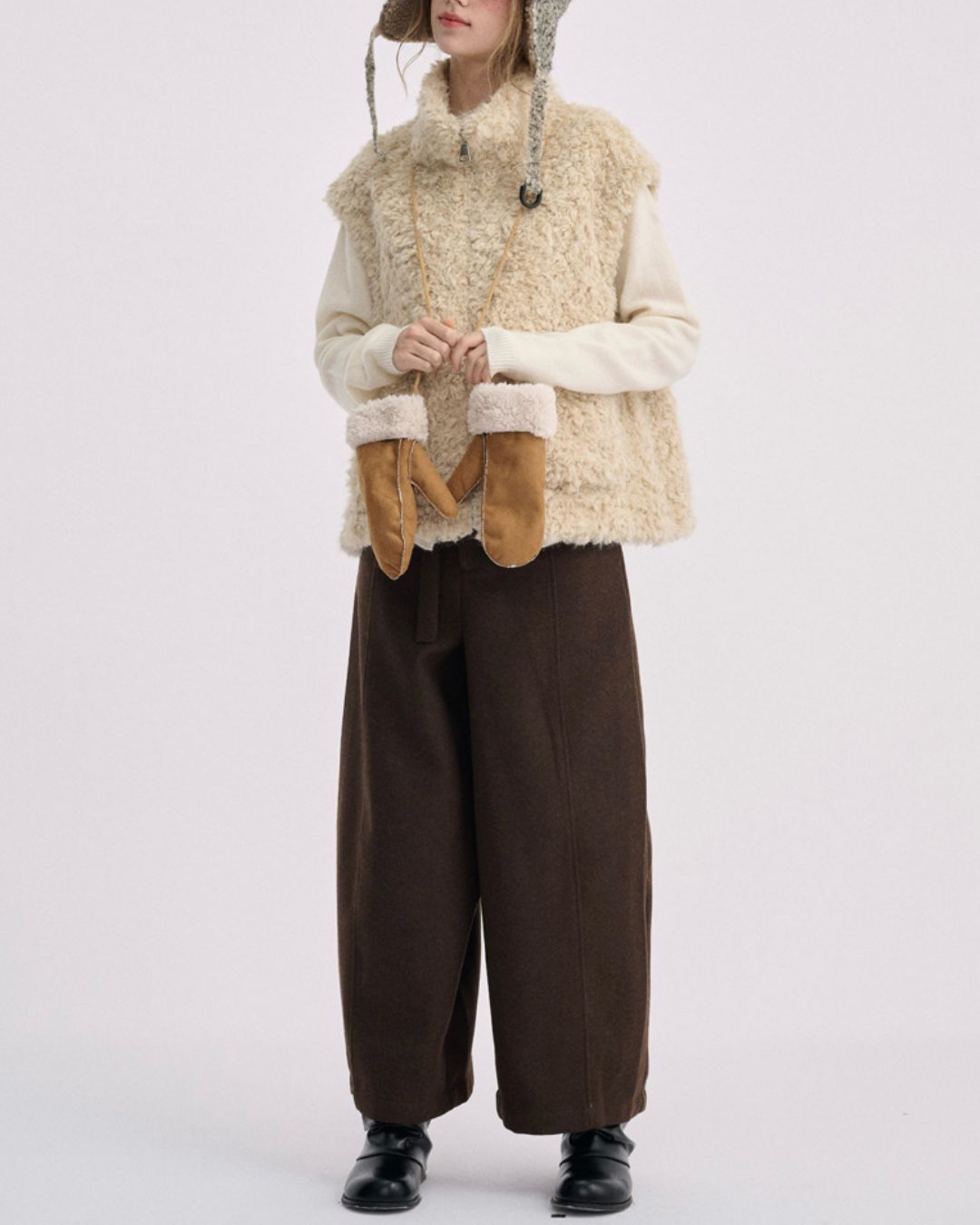 Stand Collar Boa Flap Pocket Vest　VT015