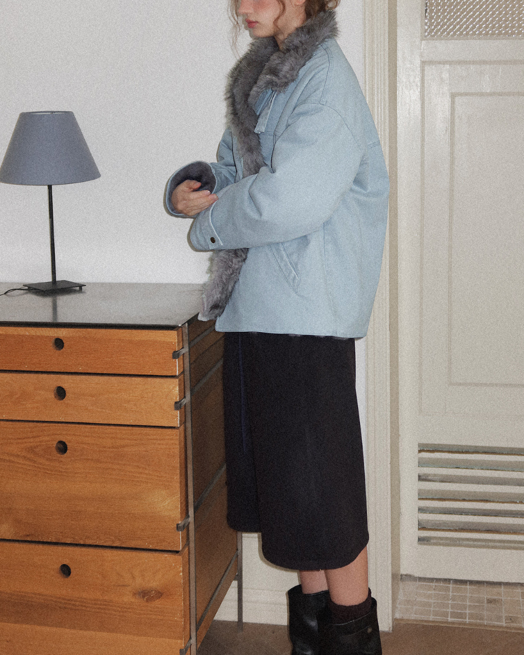 Vintage Fur-lined Denim Jacket　JK081