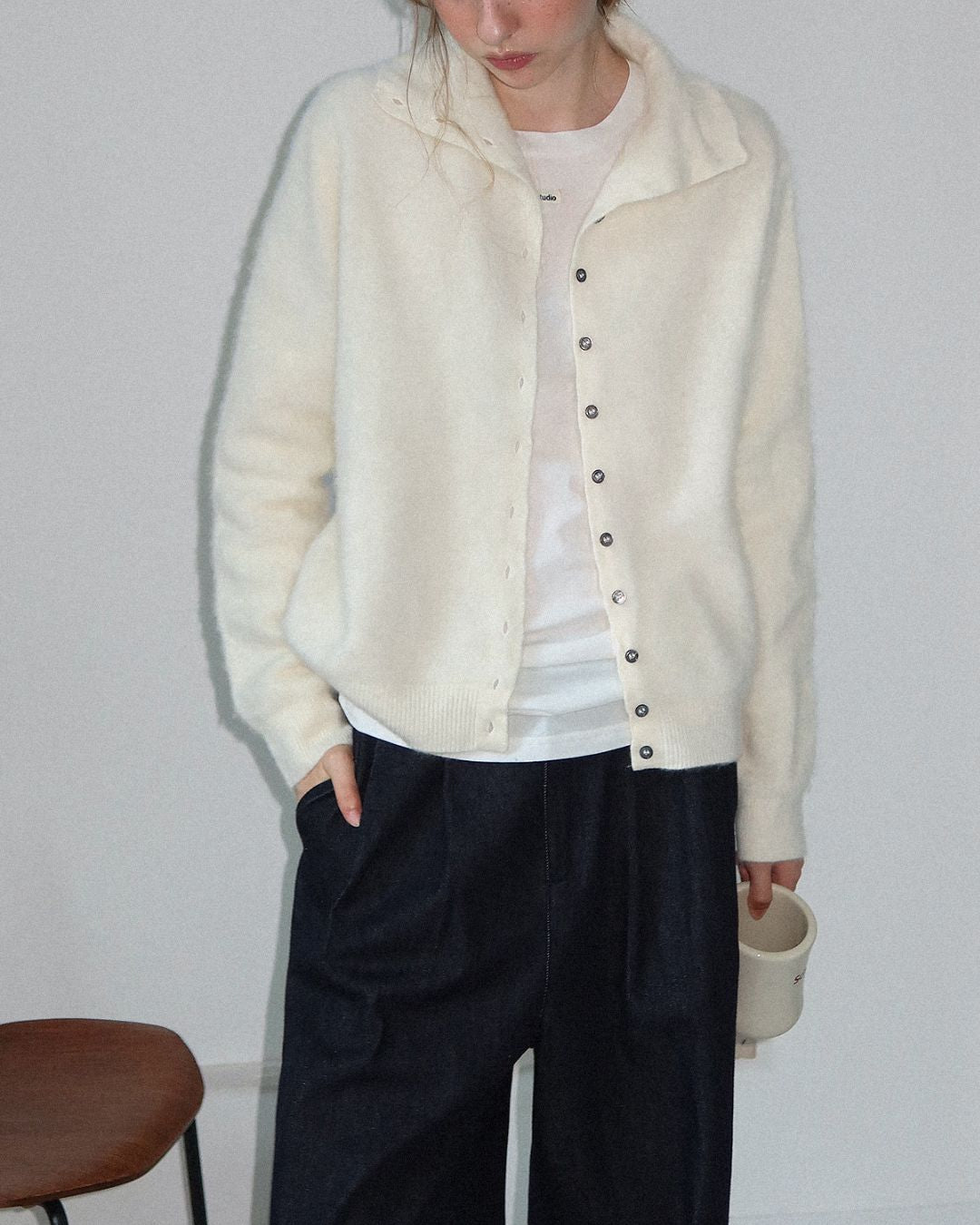 Wool Cashmere Knit Cardigan　KN038