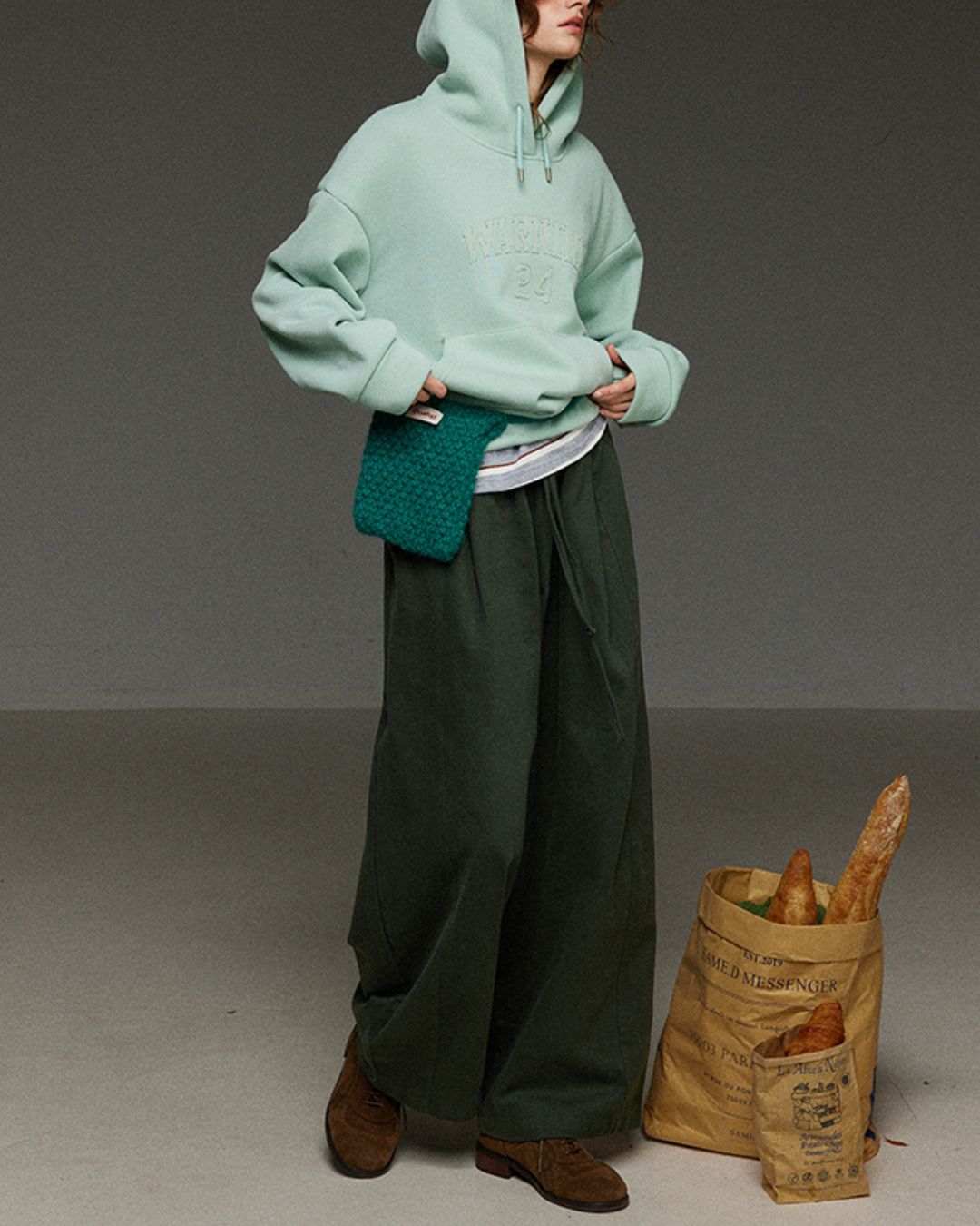 Drawstring Tuck Wide Denim Pants　DP011