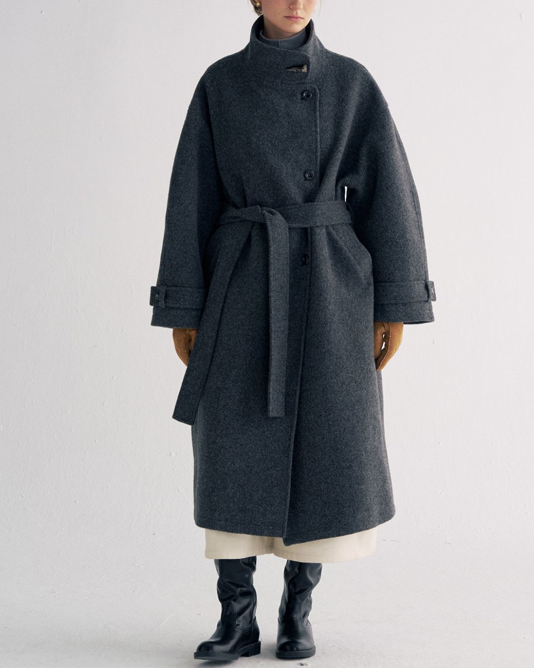Stand-collar Wool Long Coat　CT029