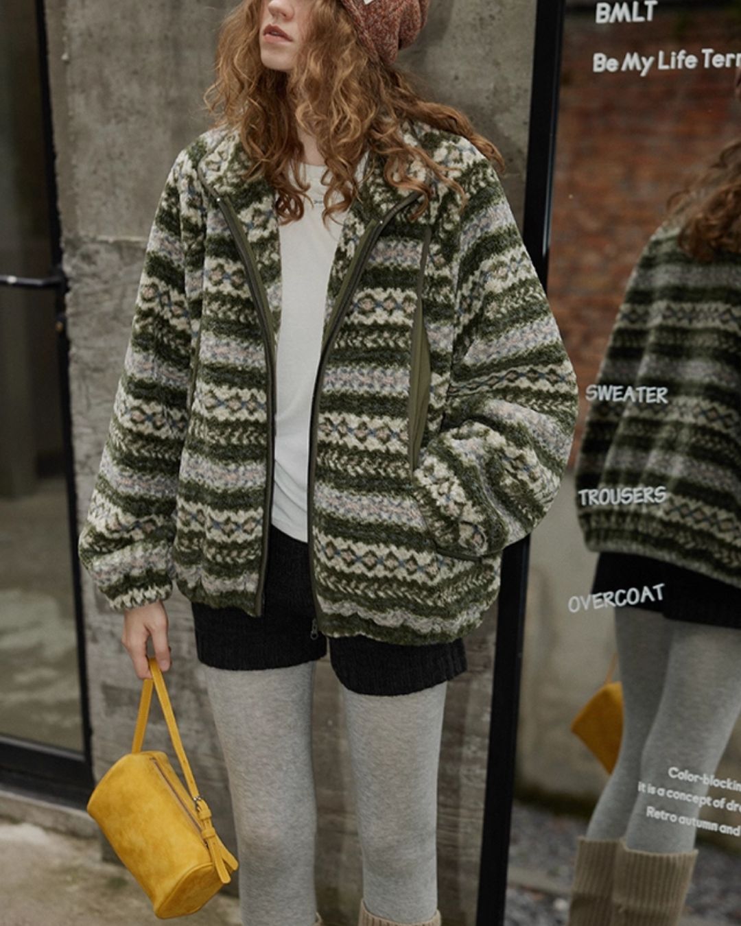 Fleece All-over Border Jacket　JK042