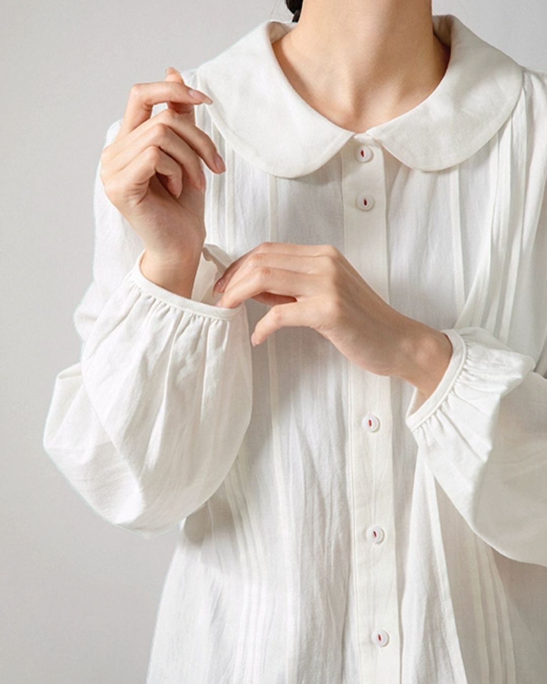 Round-collar Cotton Shirt　LS026