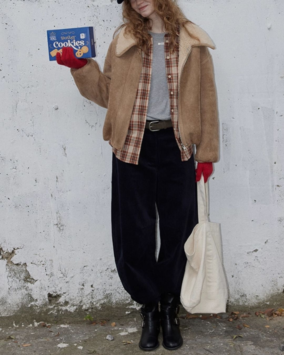 Reversible Boa Big Collar Jacket　JK055