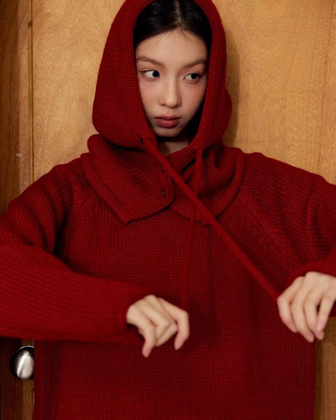 Loose Crew Neck Knit With Balaclava　KN089