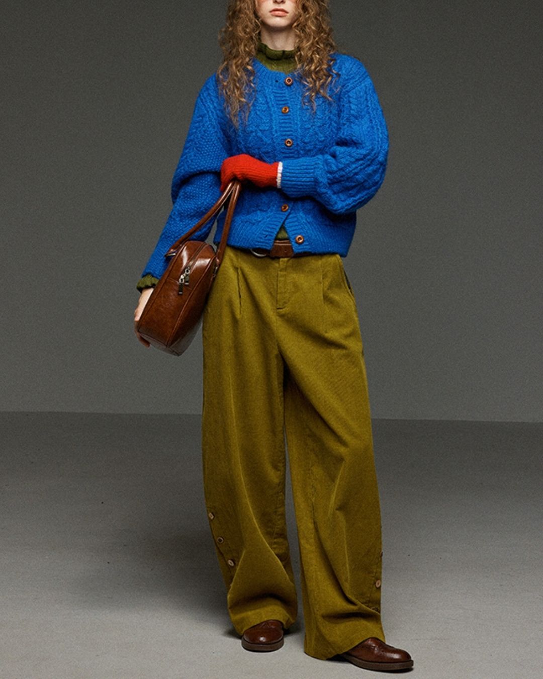 Corduroy Floral  Wide Pants　PT028