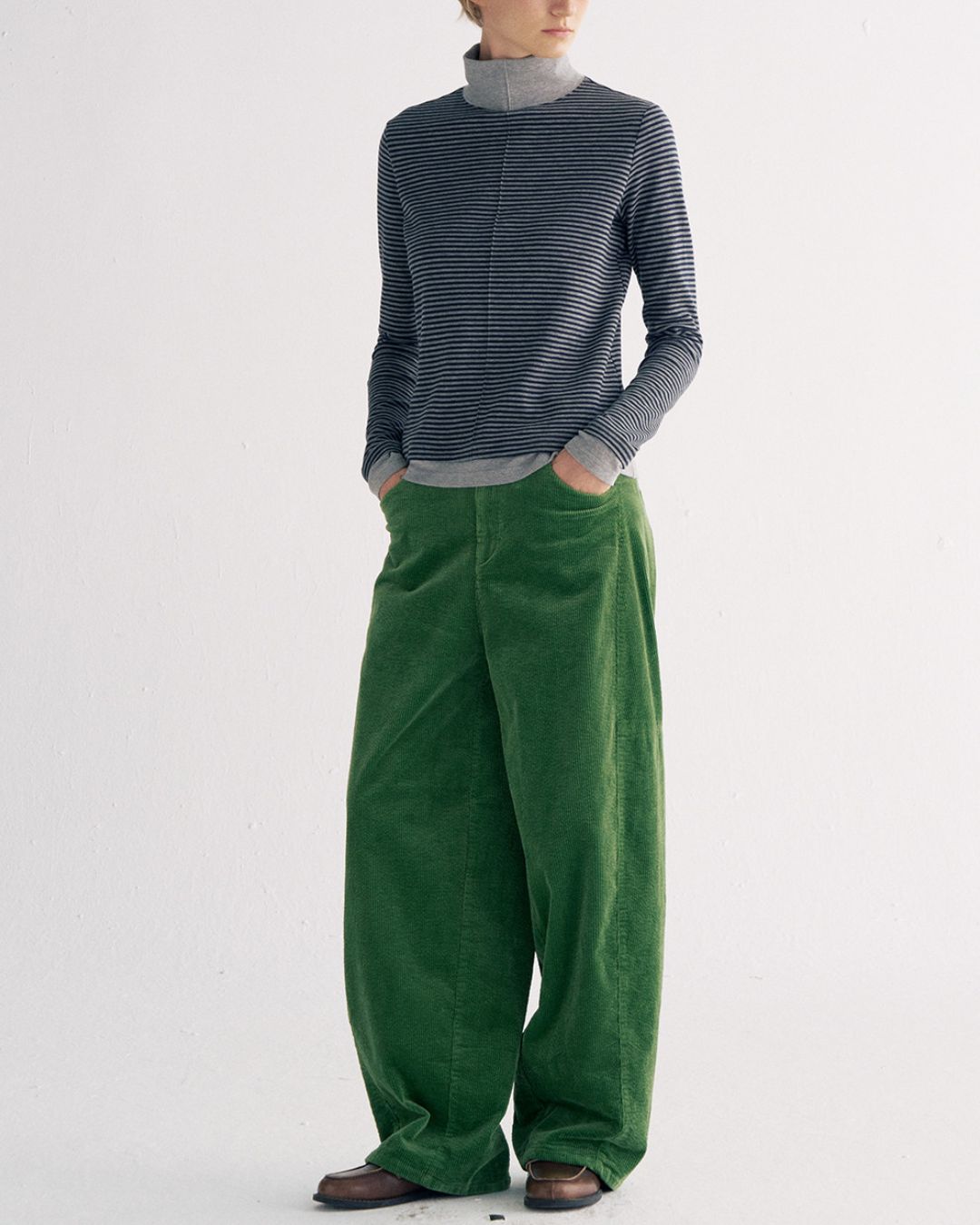 Color Block Faux Layer High Neck Knit　KN083