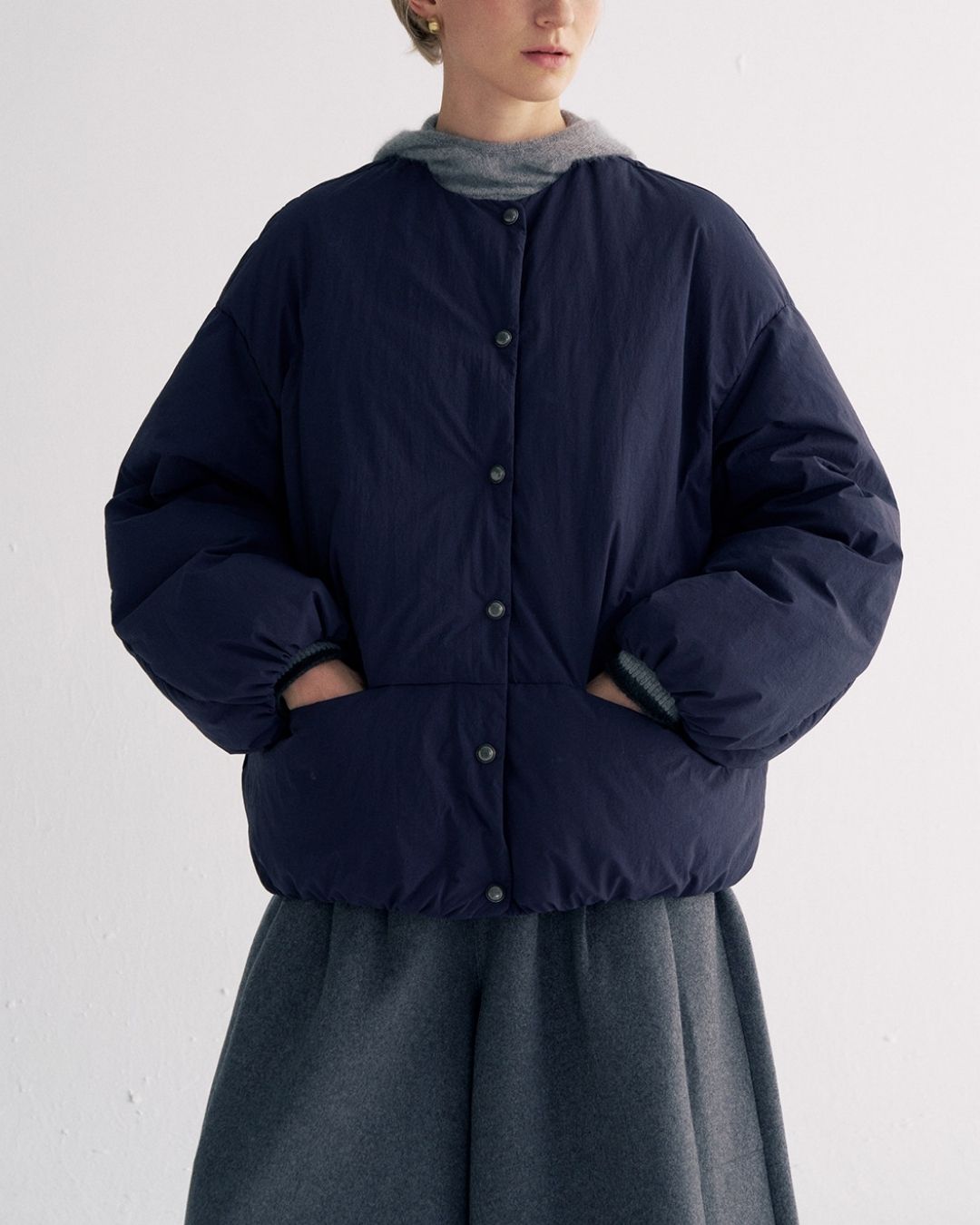 Detachable Scarf Puffer Down Jacket　JK080