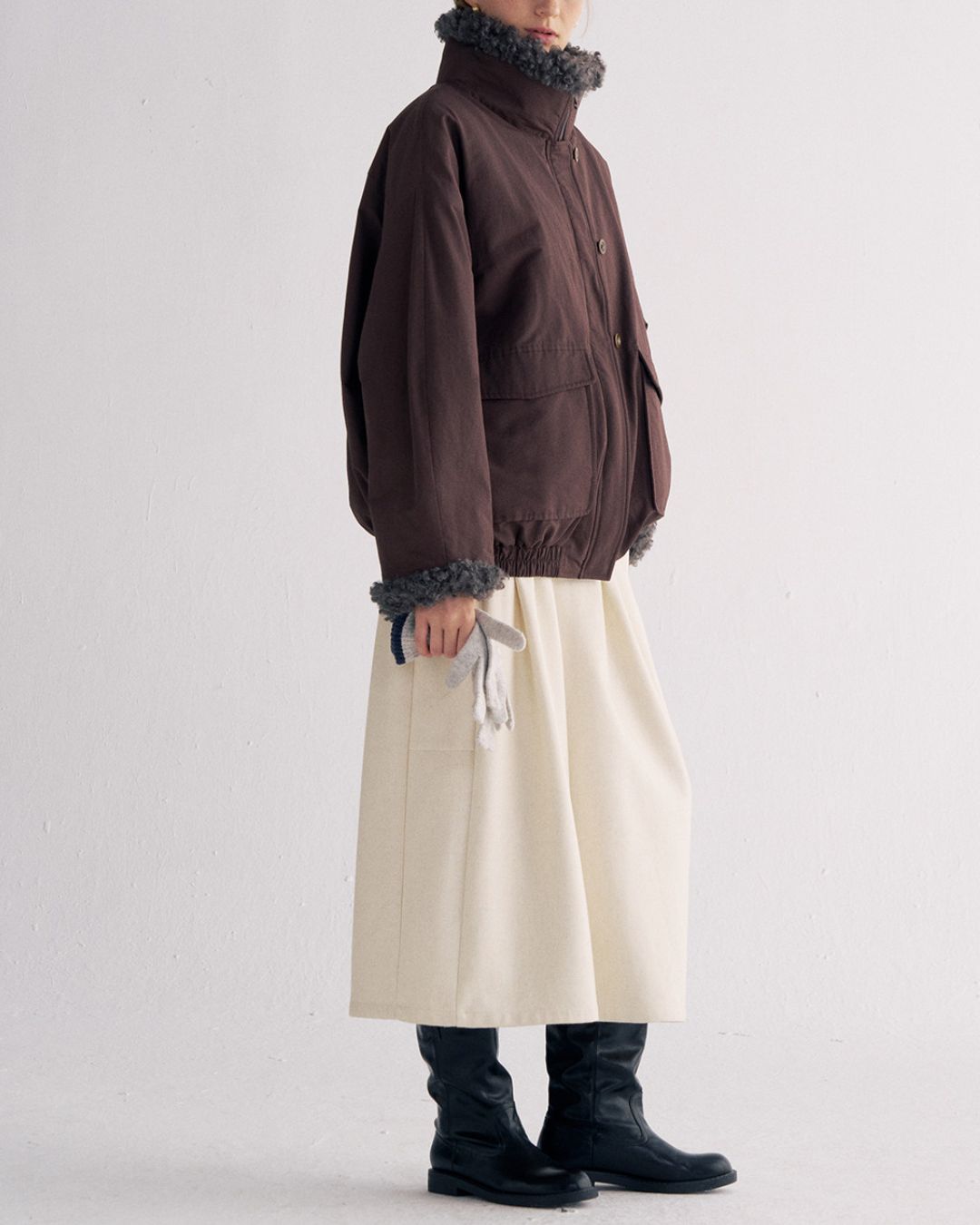 Stand-up Boa Collar Padded Jacket　JK077