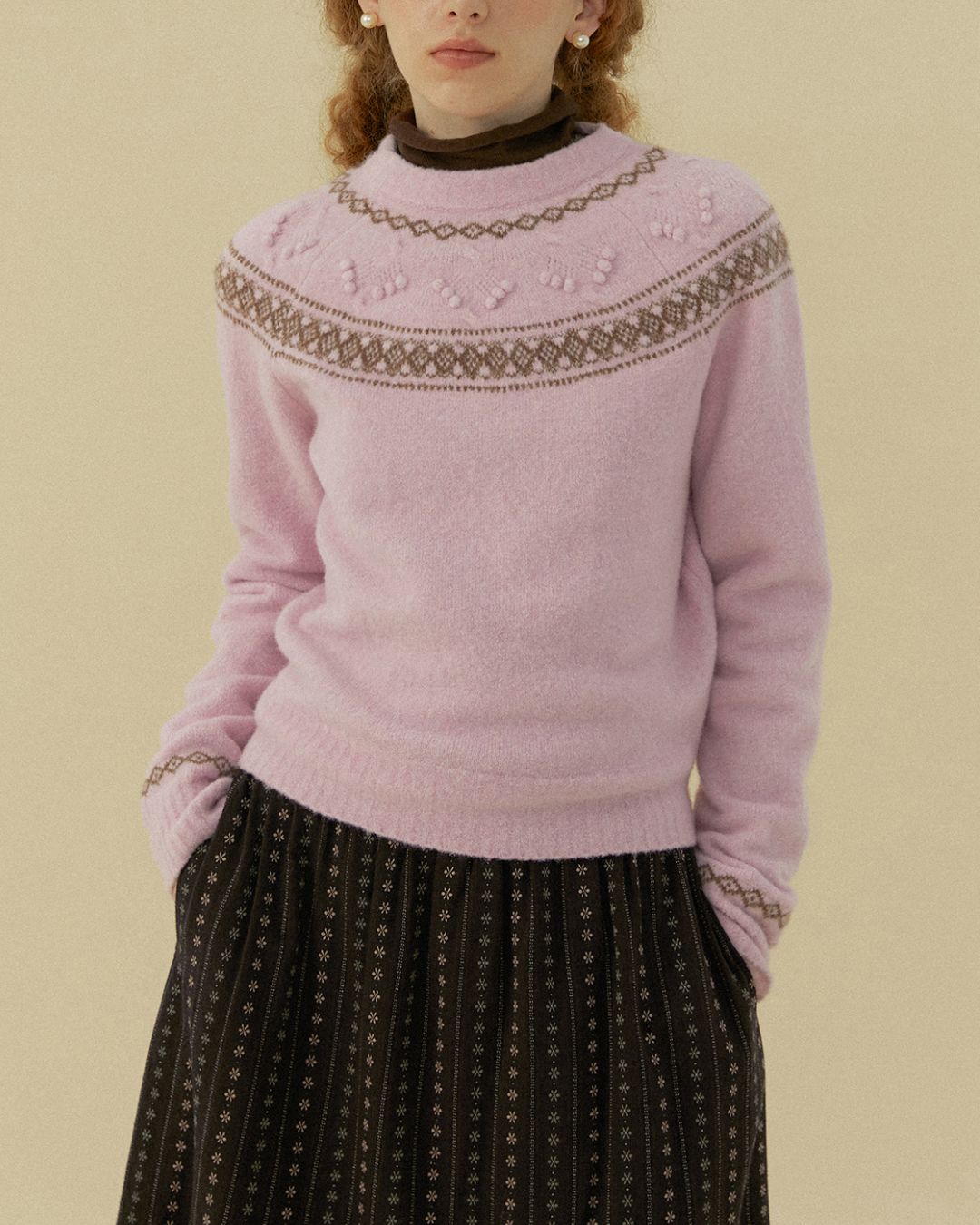 Pom-pom Fair Isle Sweater　KN078