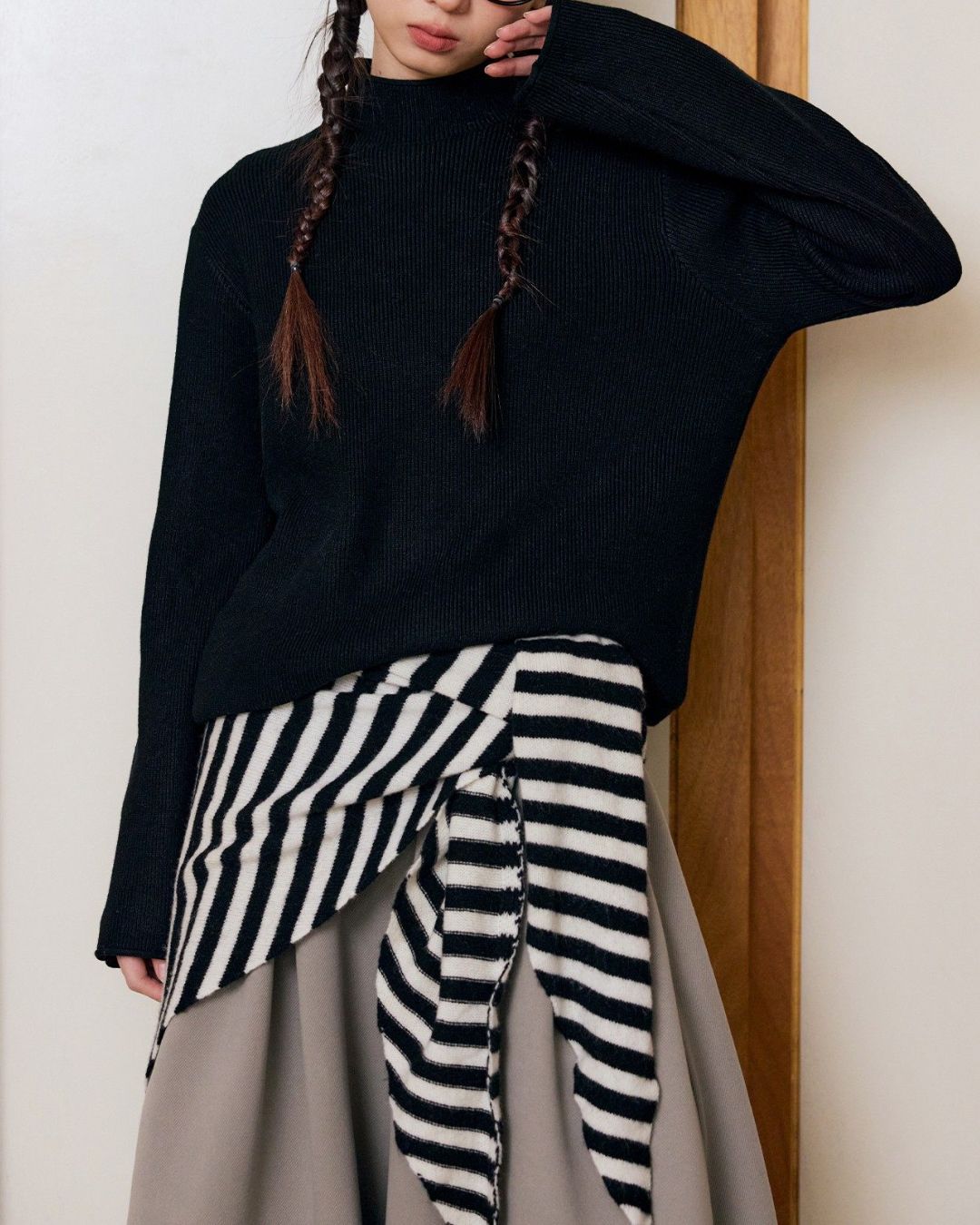 Basic Rib Mock Neck Knit　KN090