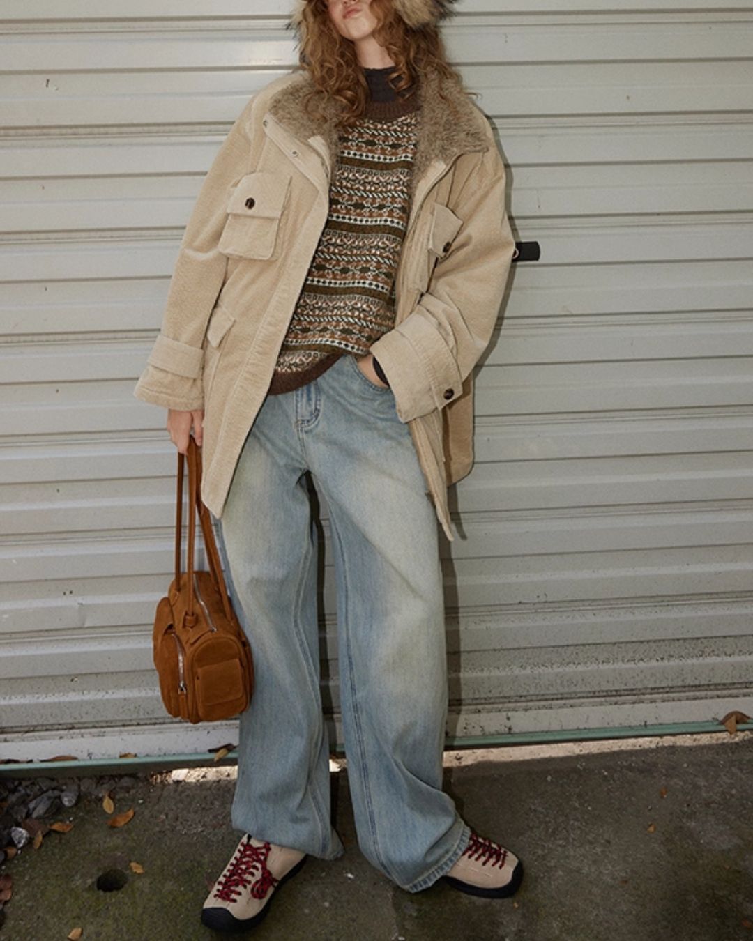 Fur-lined Corduroy Work Jacket　JK045
