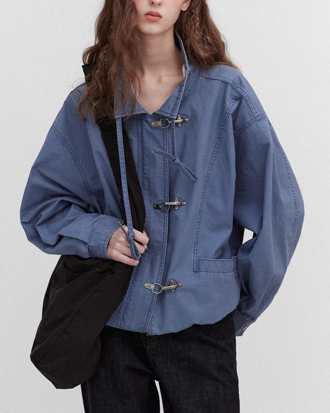 Vintage Metal Button Denim Jacket & Gathered Shorts　JK090